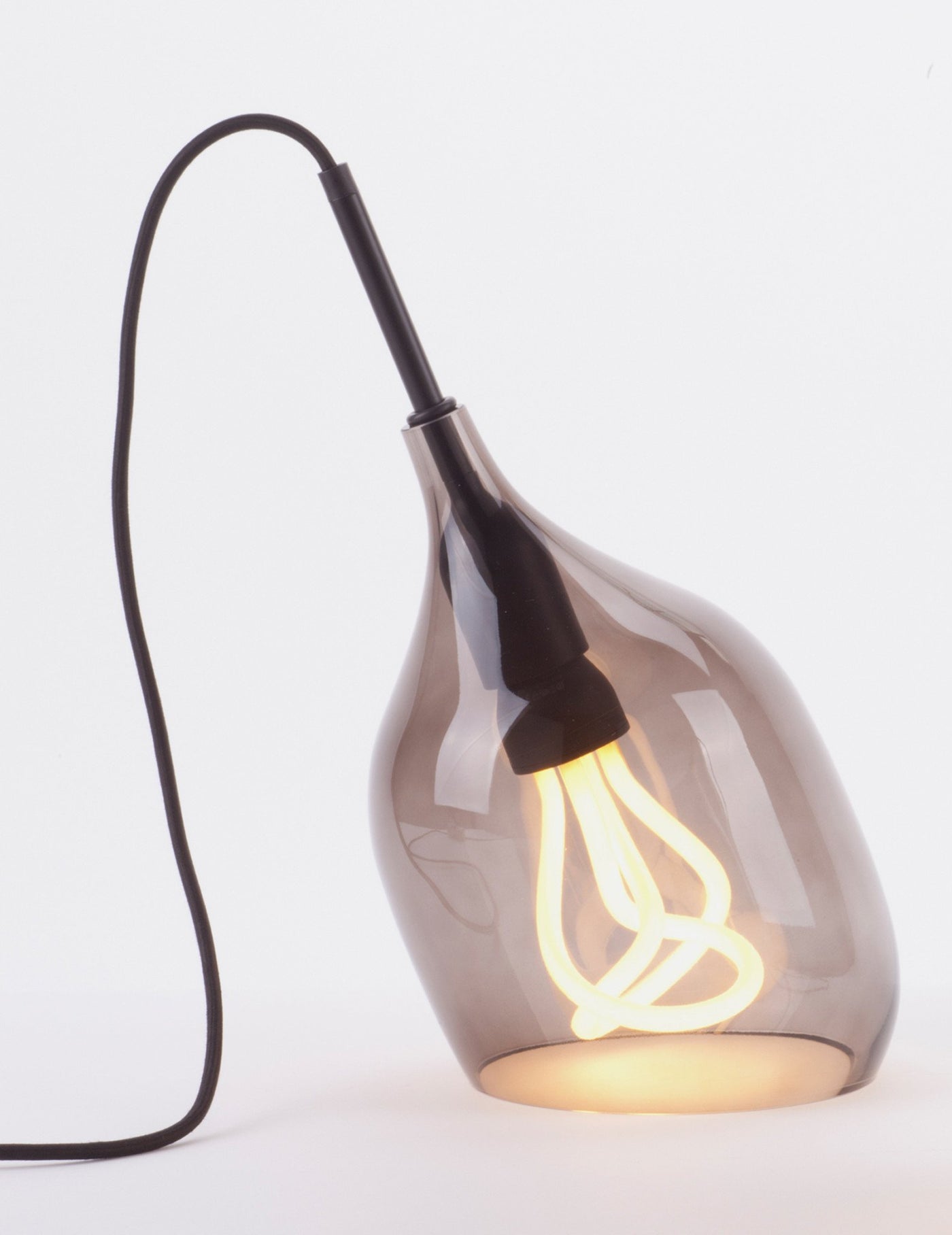 Vessel Lamp Shade - Table - Grey Glass with Plumen 001 Bulb E26