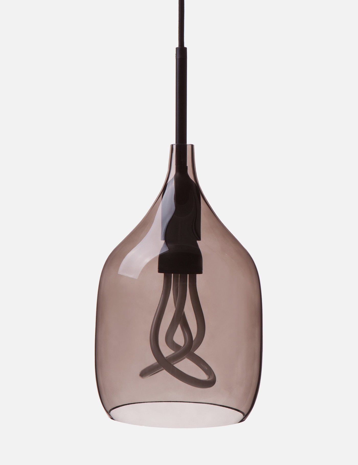 Vessel 1 Lamp Shade - Flat Cut - Grey Glass with Plumen 001 Bulb E26