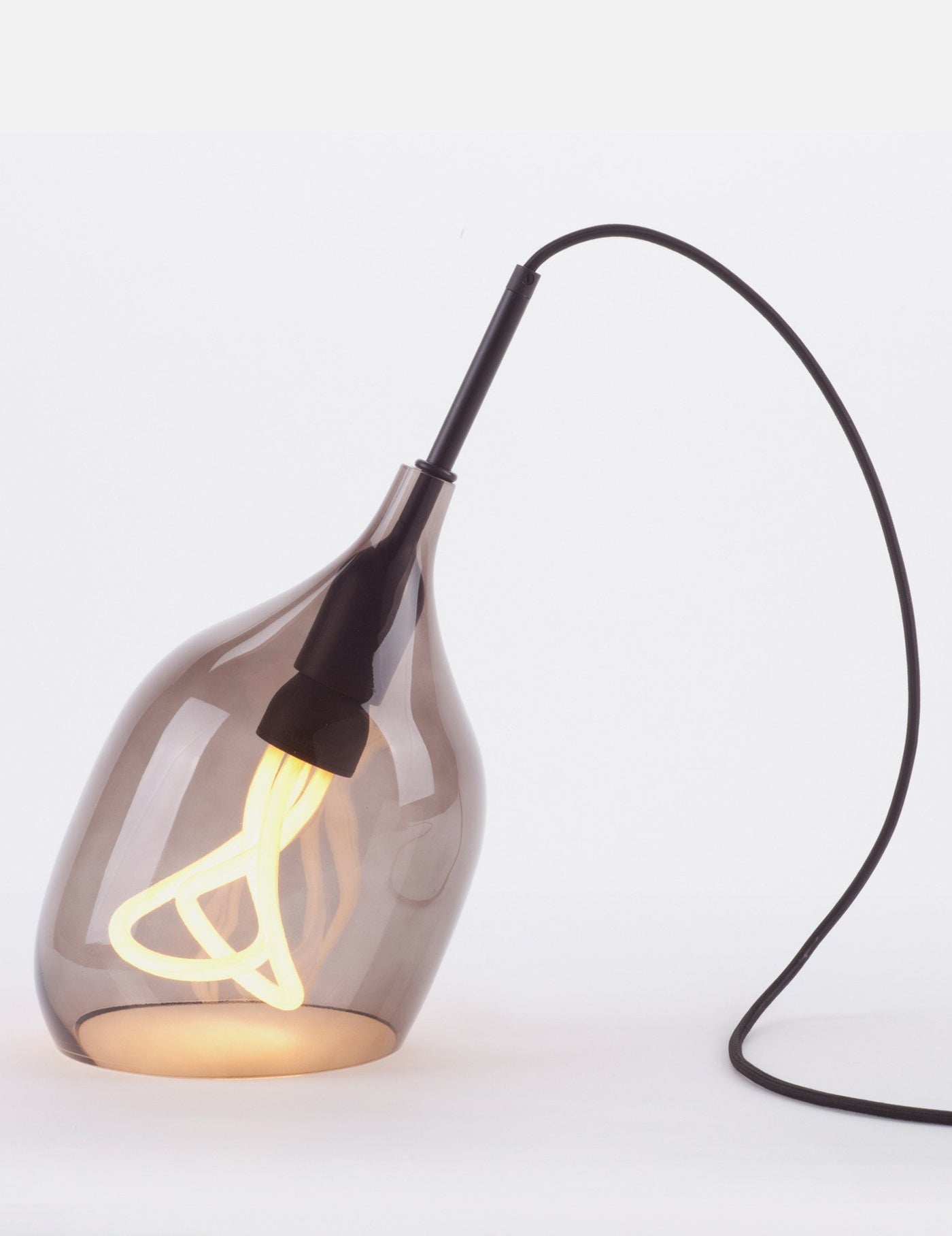 Vessel Lamp Shade - Table - Grey Glass with Plumen 001 Bulb E26
